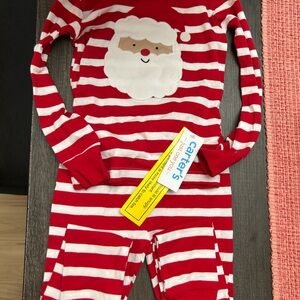 Carter's Festive Red and White Striped Santa Pajama Set